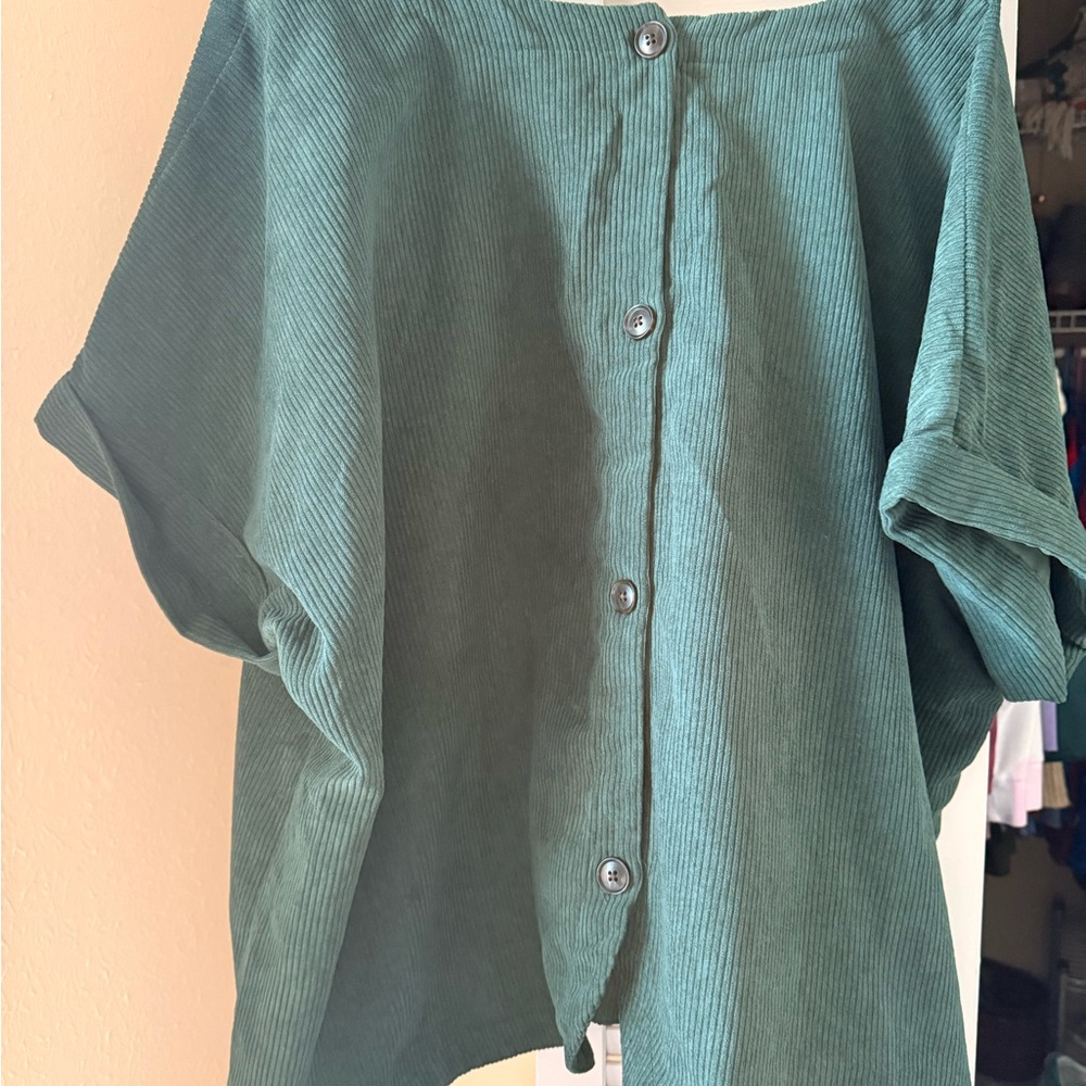 Madewell Teal V-Neck Blouse - Picture 4 of 4